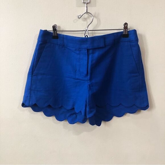 J. Crew Linen Cotton Scalloped Hem Shorts - Picture 2 of 5